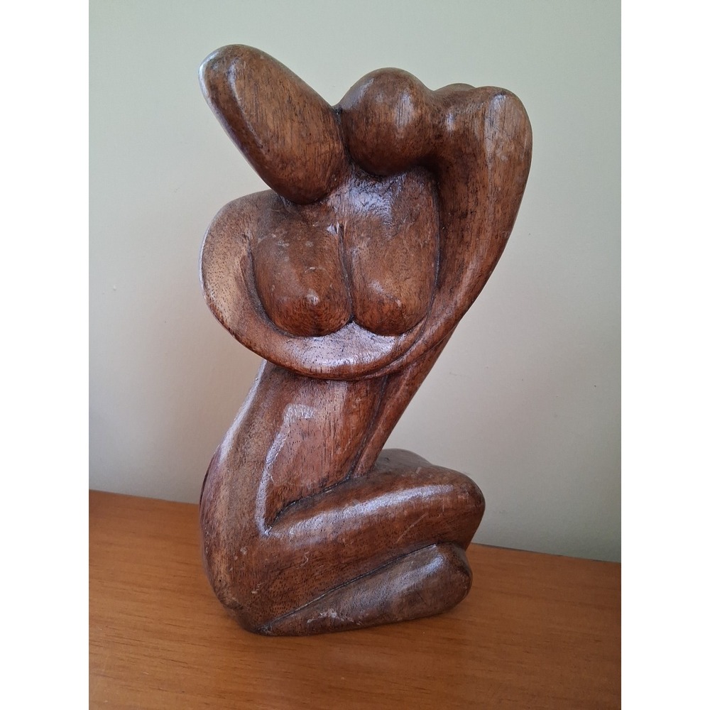 Lovers Abstract Wooden Sculpture Man & Woman Unity 8.5"Tall. Vintage